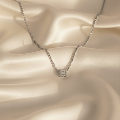 Clear Water Silver and Gold-tone Emerald Necklace