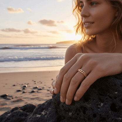 Coastal Anchor Link Gold Silver Ring