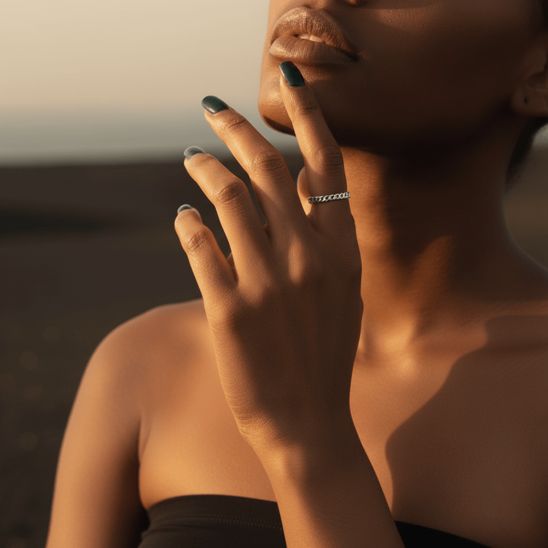 Coastal Anchor Link Gold Silver Ring