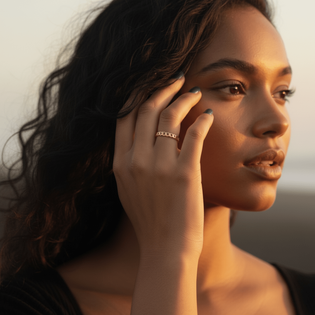 Coastal Anchor Link Gold Silver Ring