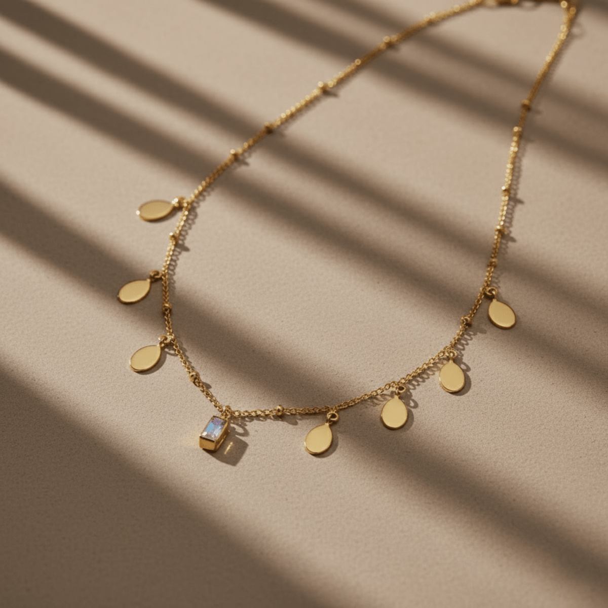 Petal Moonstone Gold Necklace