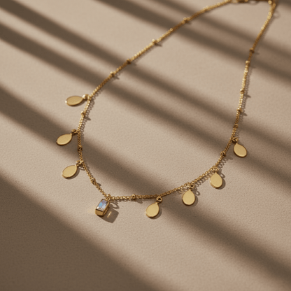 Petal Moonstone Gold Necklace