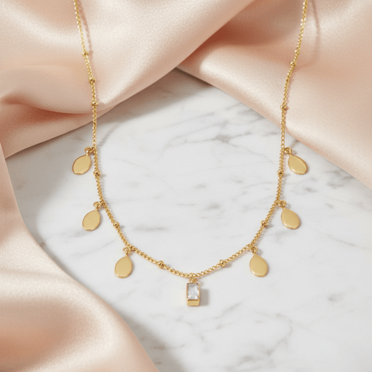 Petal Moonstone Gold Necklace