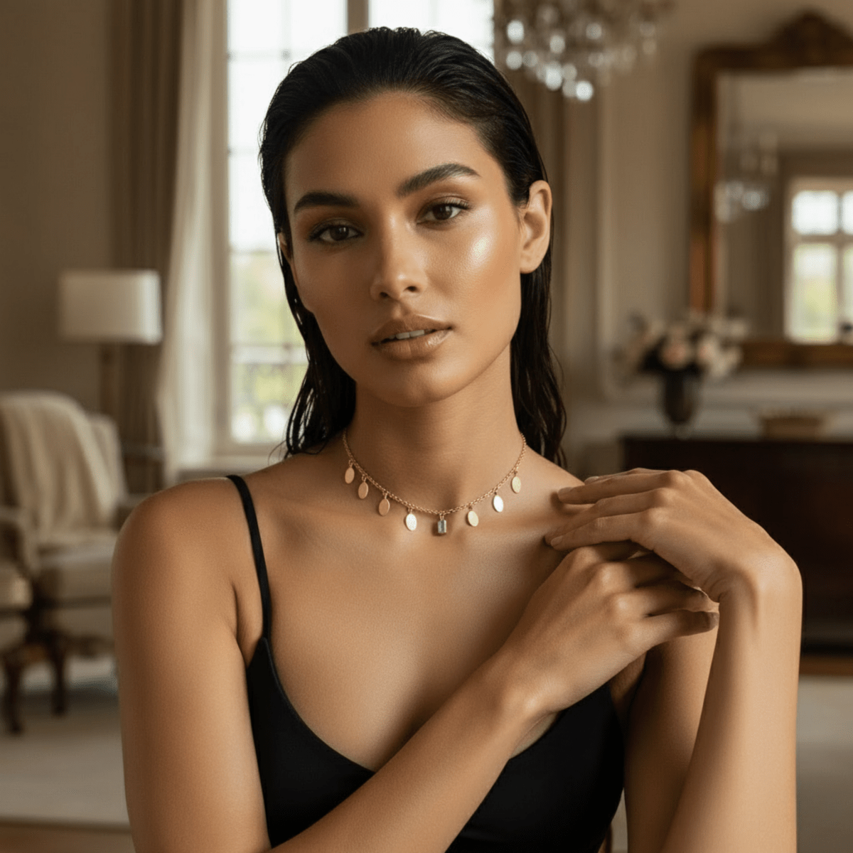 Petal Moonstone Gold Necklace