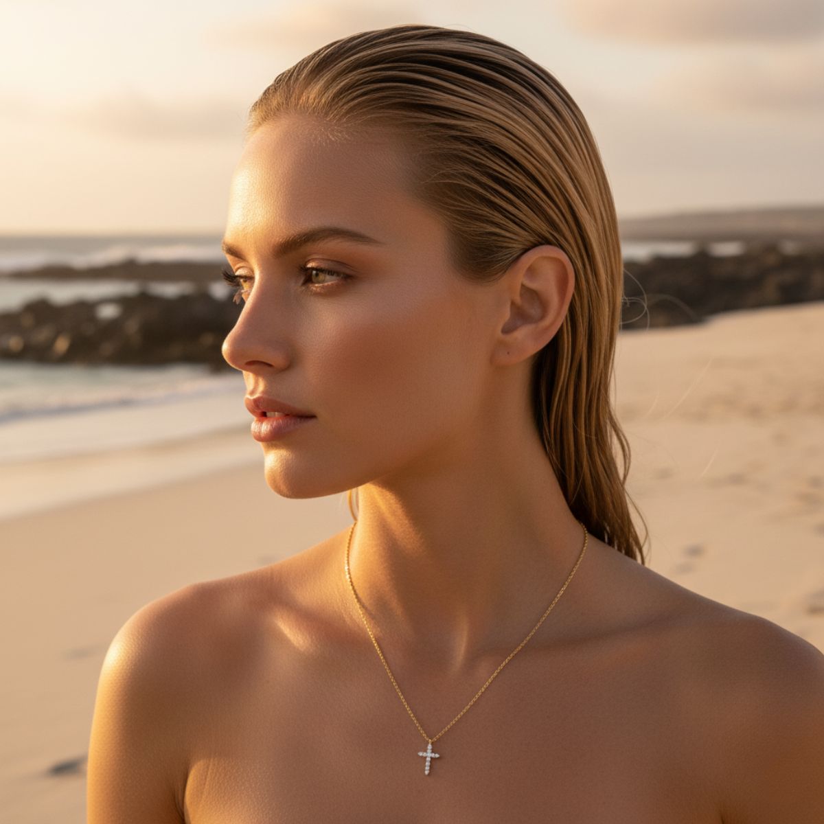 Serene Cross Pendant Gold Silver Necklace