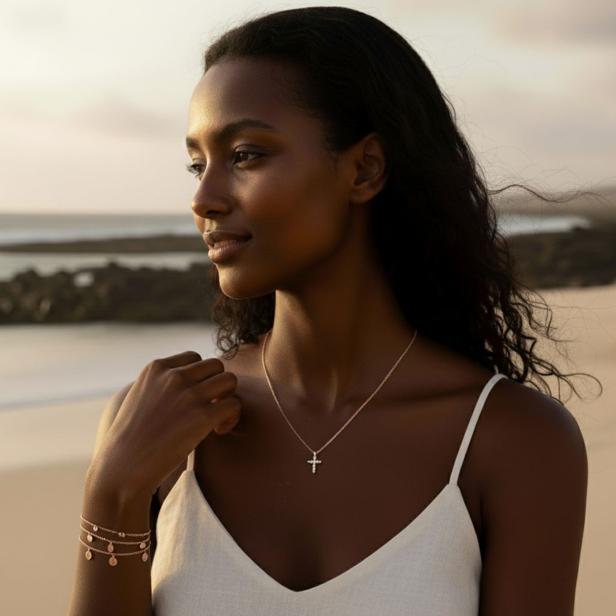 Serene Cross Pendant Gold Silver Necklace