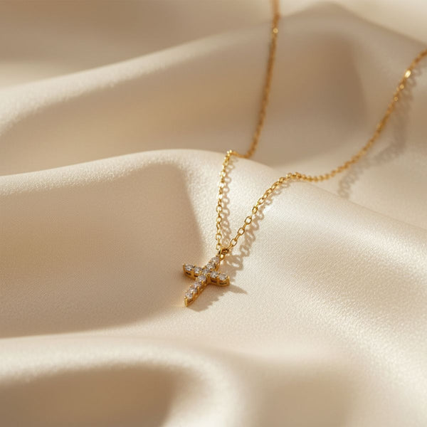 Serene Cross Pendant Gold Silver Necklace