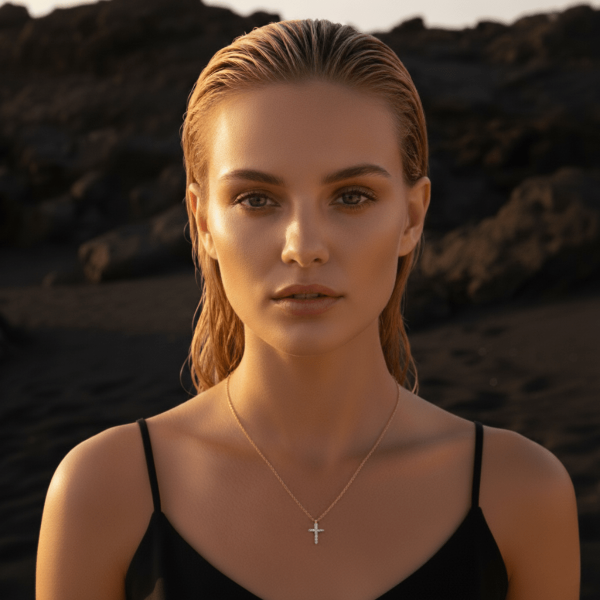 Serene Cross Pendant Gold Silver Necklace