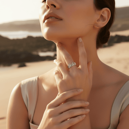 Custom Gothic Name Ring - Handmade Personalized Jewelry in Various Metals