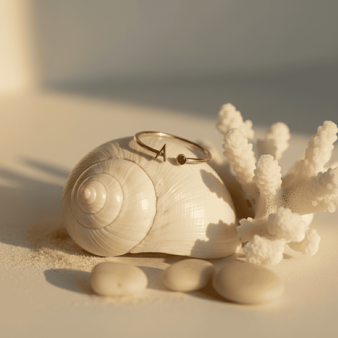 Customizable Birthstone Initial Ring - Dainty Personalized Gift for Holidays