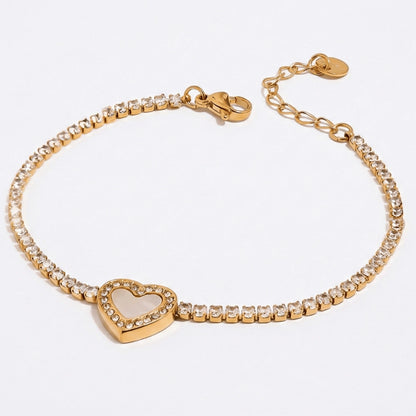 Pulsera Tenis con Corazón de Concha