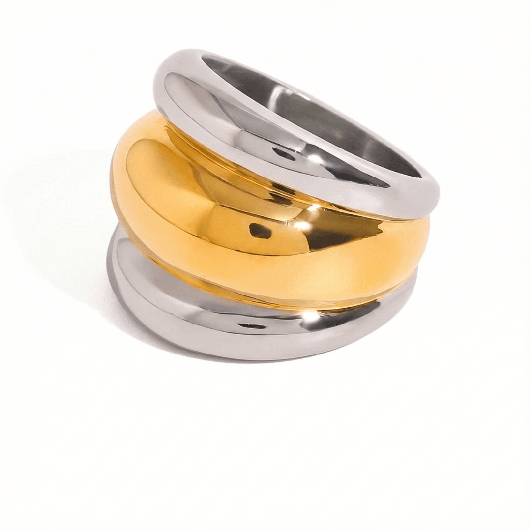 Anillo Bicolor Chunky – Oro y Plata