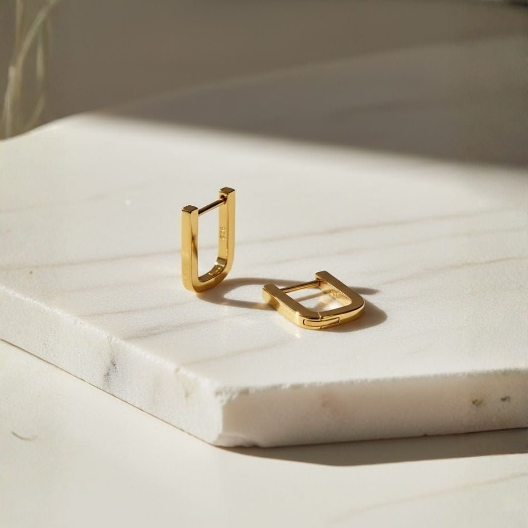 Dune Line Square Gold Silver Earrings