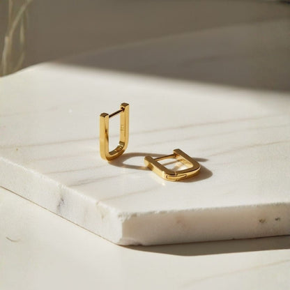 Dune Line Square Gold Silver Earrings