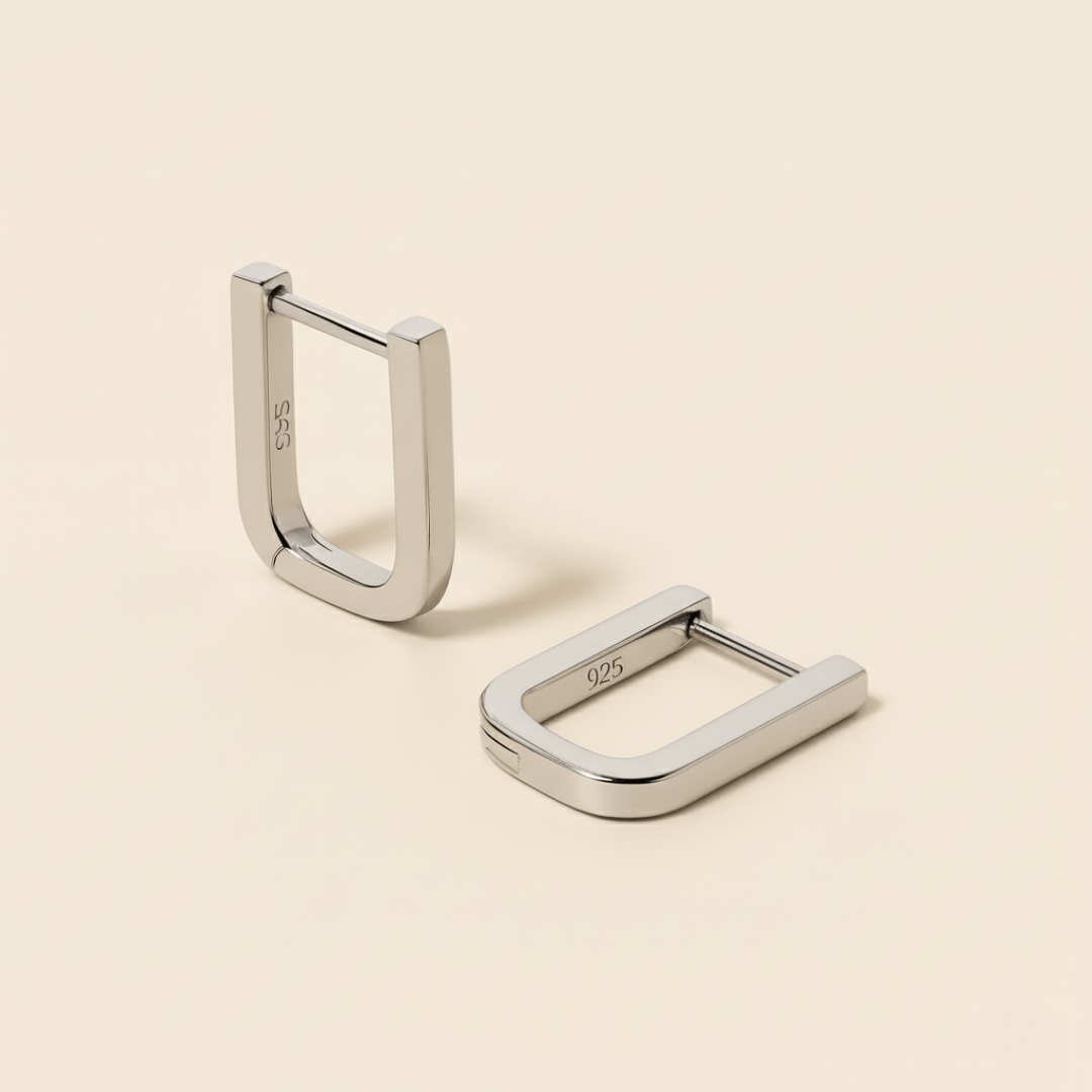 Dune Line Square Gold Silver Earrings