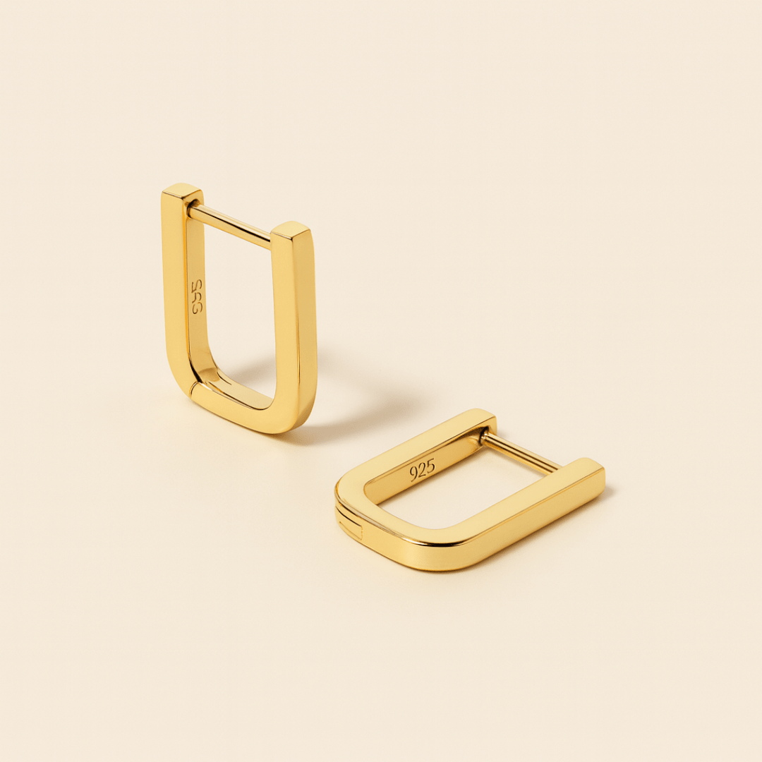 Dune Line Square Gold Silver Earrings