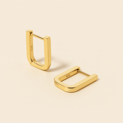 Dune Line Square Gold Silver Earrings