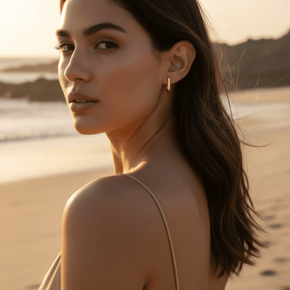 Dune Line Square Gold Silver Earrings