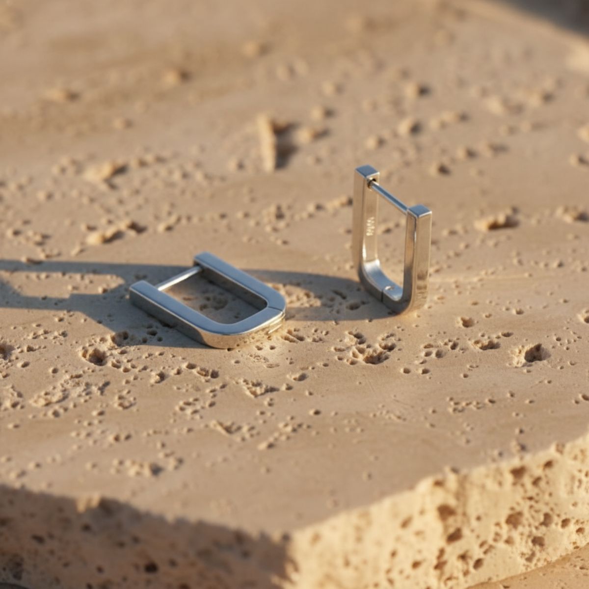 Dune Line Square Gold Silver Earrings