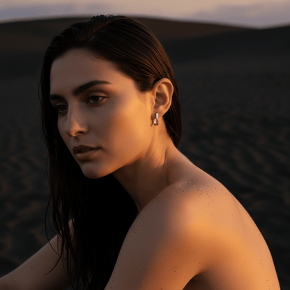 Dune Line Square Gold Silver Earrings