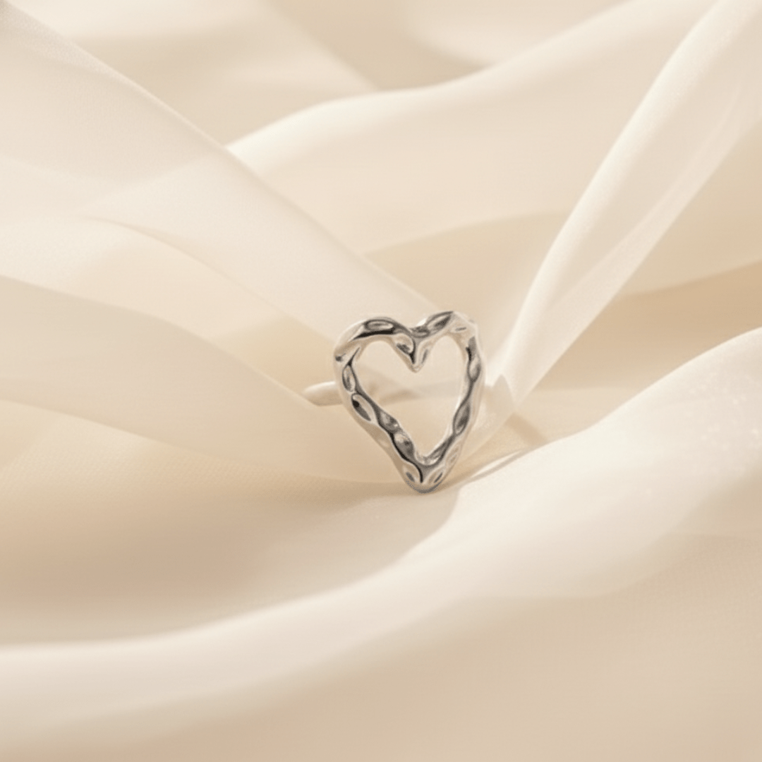 Elegant Adjustable Heart Ring in Durable Stainless Steel - Lightweight & Versatile