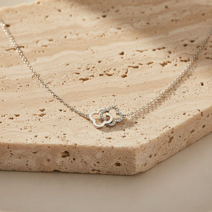 Elegant Adjustable Silver-Colored Necklace with Clover Design - Hypoallergenic Stainless Steel