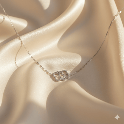 Elegant Adjustable Silver-Colored Necklace with Clover Design - Hypoallergenic Stainless Steel