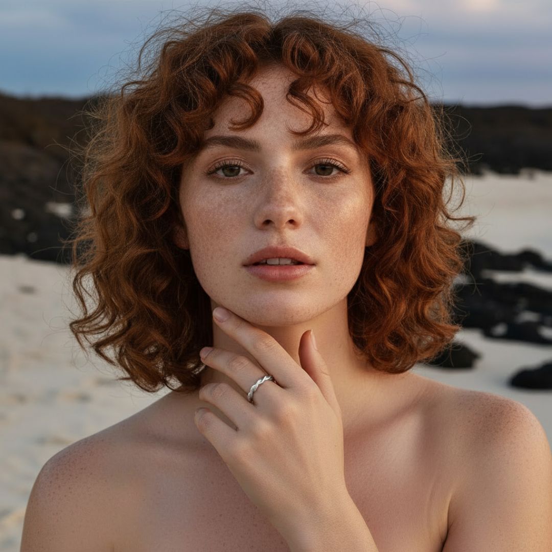 Elegant Adjustable Silver Twist Ring - Durable Stainless Steel with Braided Design