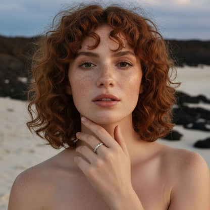 Elegant Adjustable Silver Twist Ring - Durable Stainless Steel with Braided Design