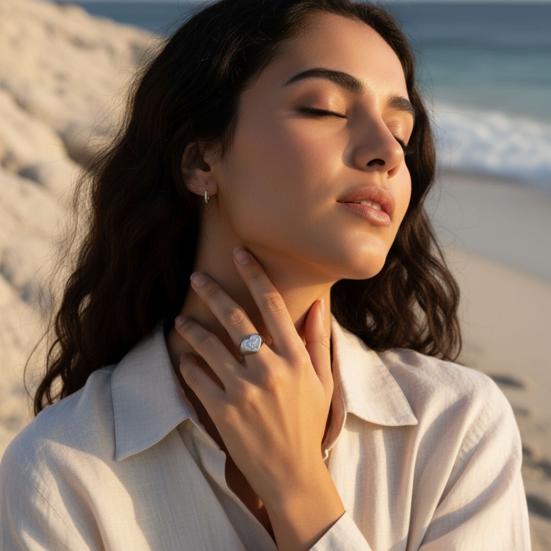 Elegant Angel Signet Ring - Gold Plated or Rhodium Plated Brass