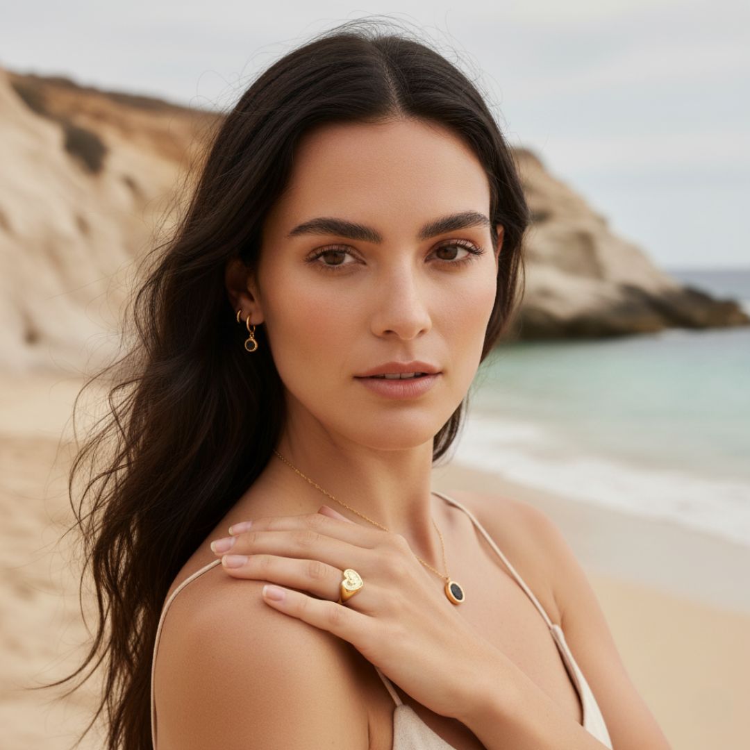 Elegant Angel Signet Ring - Gold Plated or Rhodium Plated Brass