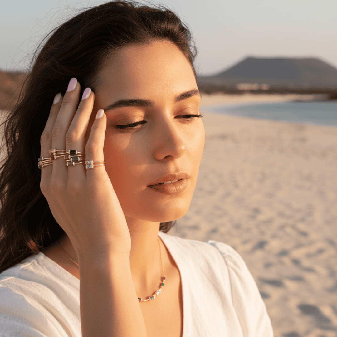 Elegant Baguette Birthstone Ring in Gold Plated Sterling Silver