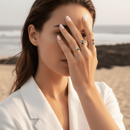 Elegant Baguette Birthstone Ring in Gold Plated Sterling Silver