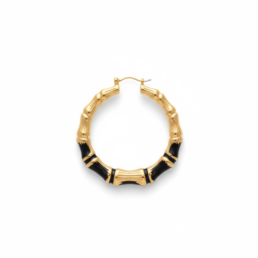 Elegant Bamboo Gold Hoop Earrings - Gold Filled