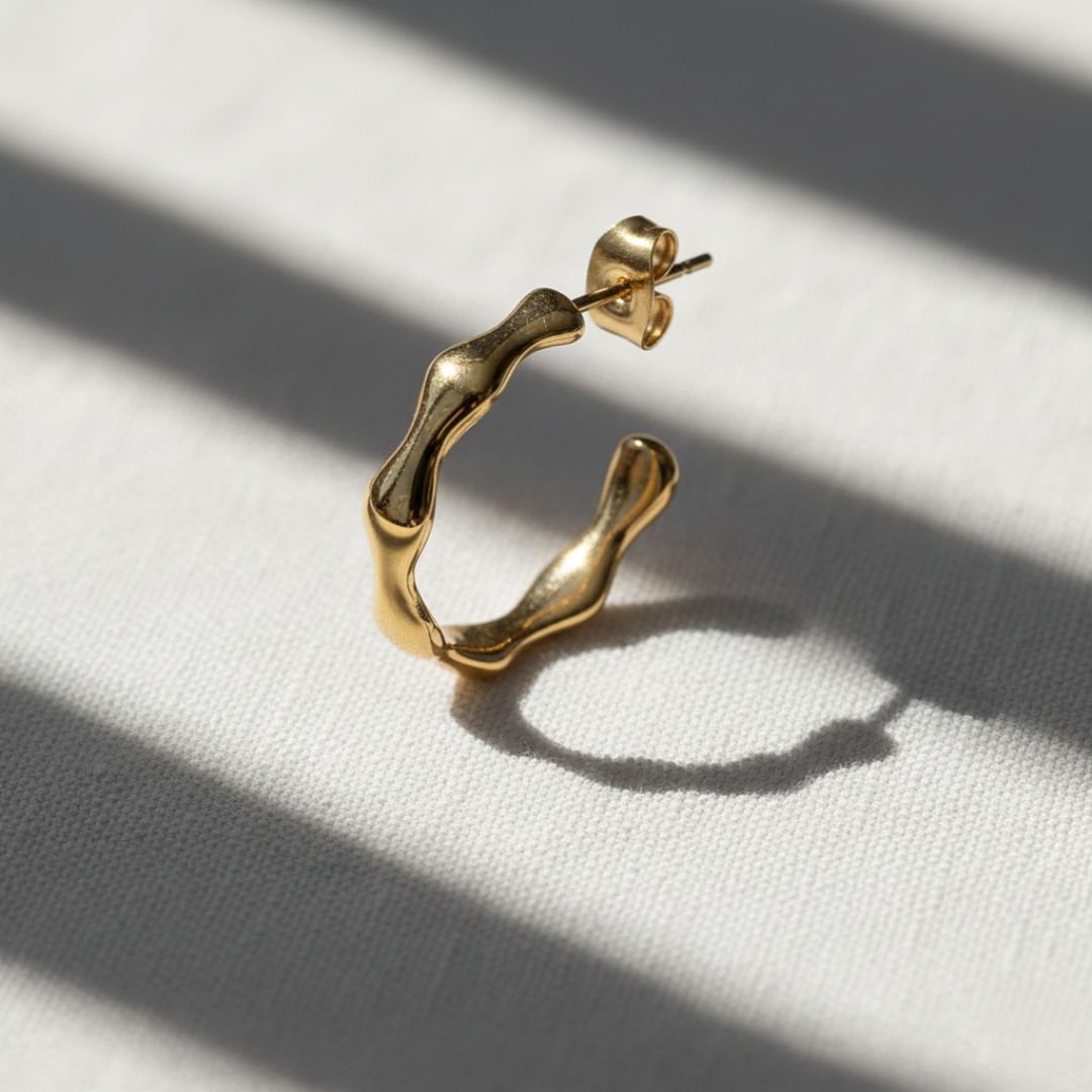 Elegant Bamboo Hoop Earrings with Gold Detail