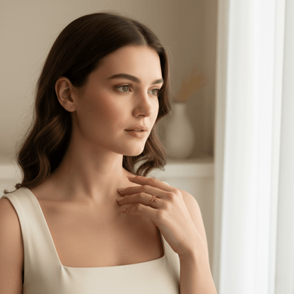 Elegant Bow Design Adjustable Gold-Colored Stainless Steel Ring - Waterproof, Hypoallergenic