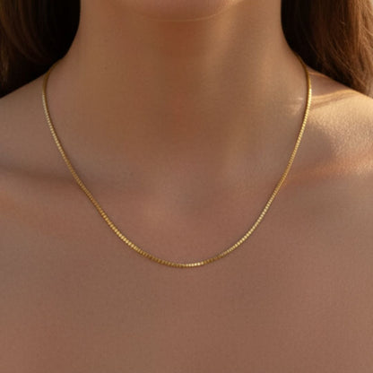 Elegant Box Chain Necklace in Gold & Silver