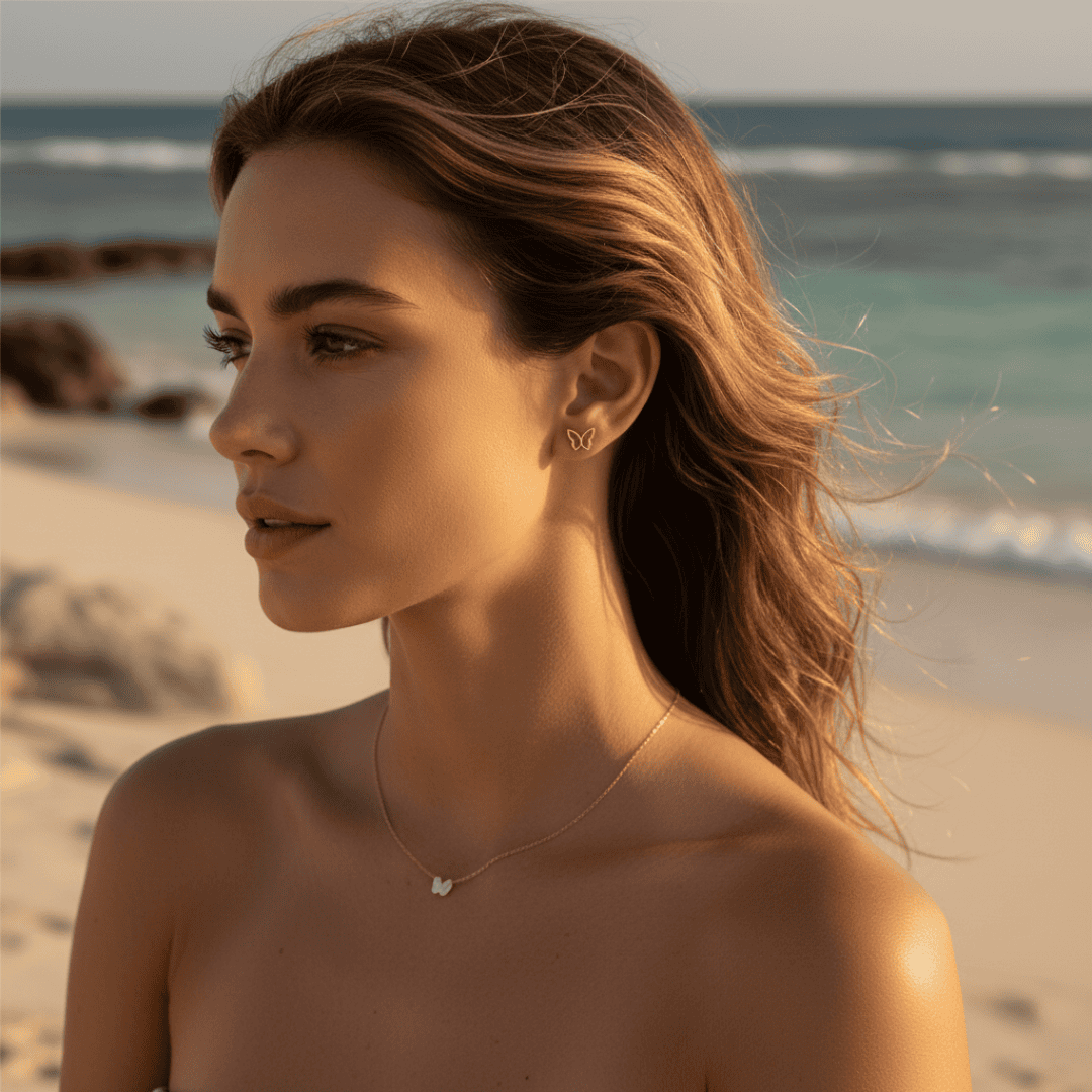 Elegant Butterfly Gold Earrings & Silver