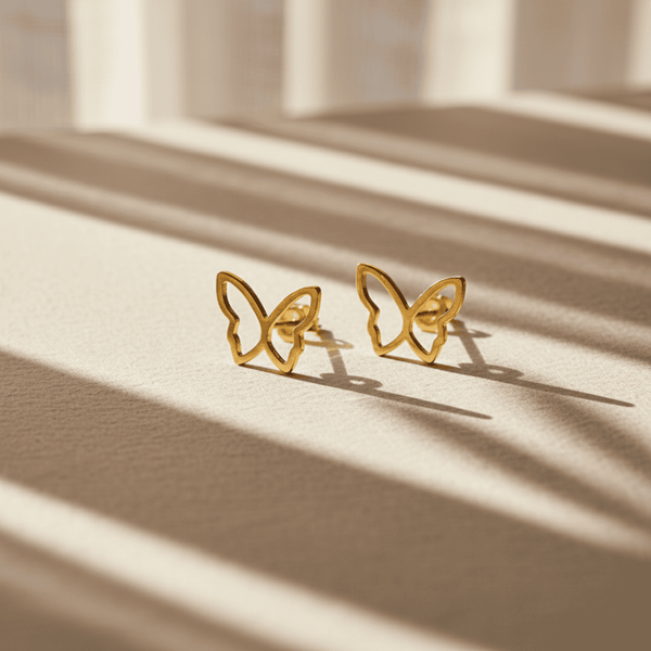 Elegant Butterfly Gold Earrings & Silver