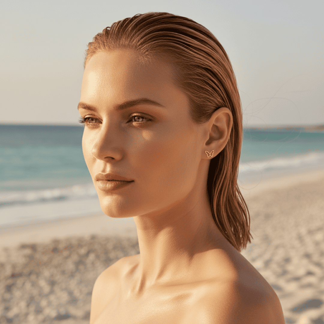 Elegant Butterfly Gold Earrings & Silver