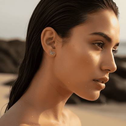 Elegant Butterfly Gold Earrings & Silver