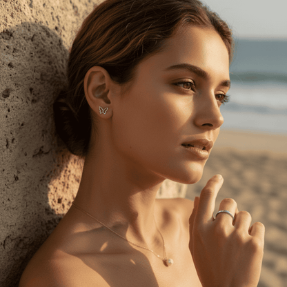 Elegant Butterfly Gold Earrings & Silver