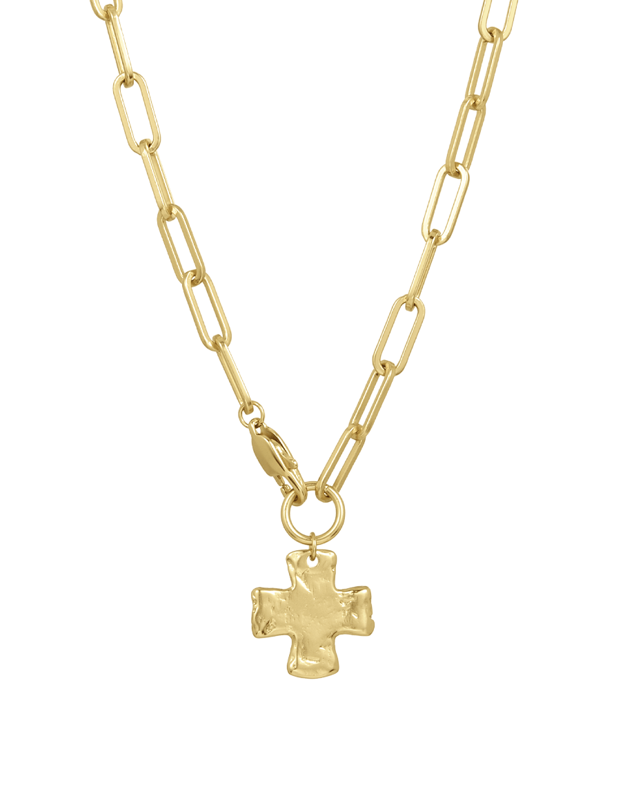 Elegant Chunky Cross Chain Necklace - Durable Brass with Gold/Silver Coating, Hypoallergenic, Waterproof