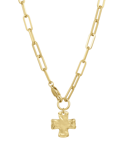 Elegant Chunky Cross Chain Necklace - Durable Brass with Gold/Silver Coating, Hypoallergenic, Waterproof