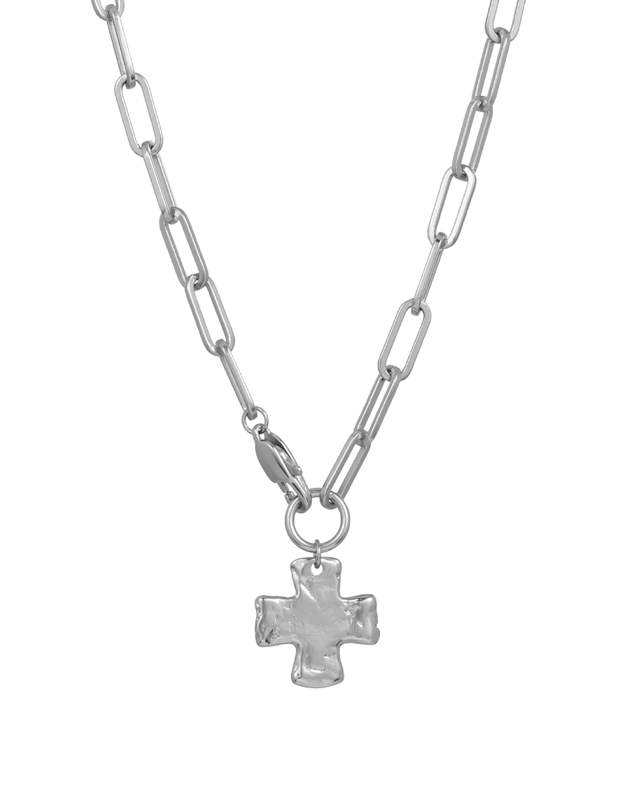 Elegant Chunky Cross Chain Necklace - Durable Brass with Gold/Silver Coating, Hypoallergenic, Waterproof