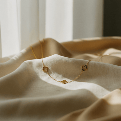 Elegant Clover Necklace - Adjustable Gold Stainless Steel Jewelry for Luck