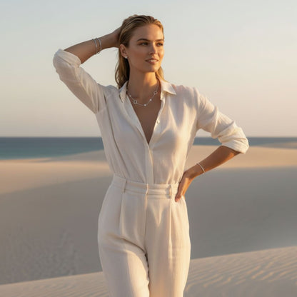 Elegant Clover Necklace - Adjustable Stainless Steel Design for Versatile Styling