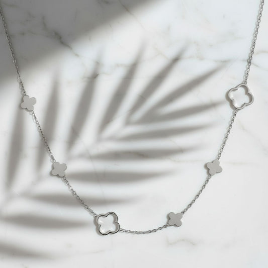 Elegant Clover Necklace - Adjustable Stainless Steel Design for Versatile Styling