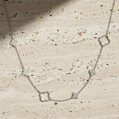 Elegant Clover Necklace - Adjustable Stainless Steel Design for Versatile Styling