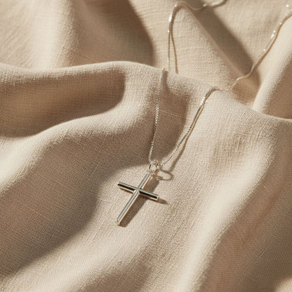 Elegant Cross Pendant Necklace -  Gold Vermeil & Rhodium Brass